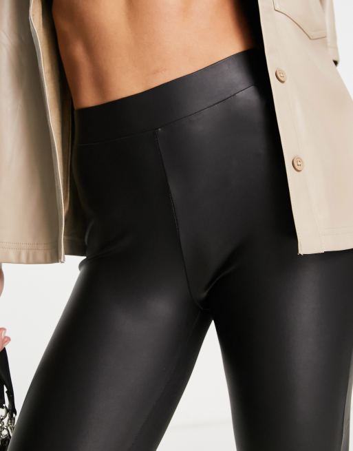 Only Tall coated high waist leggings in black