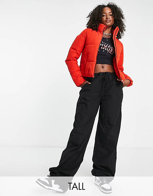 Only Tall cropped padded jacket in red