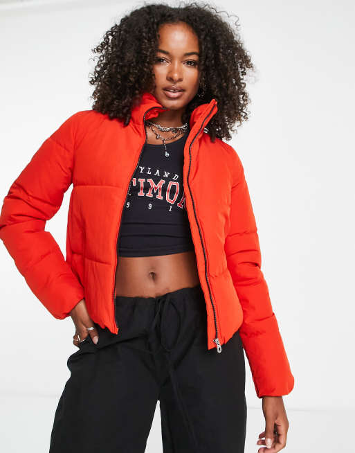 Only Tall cropped padded jacket in red