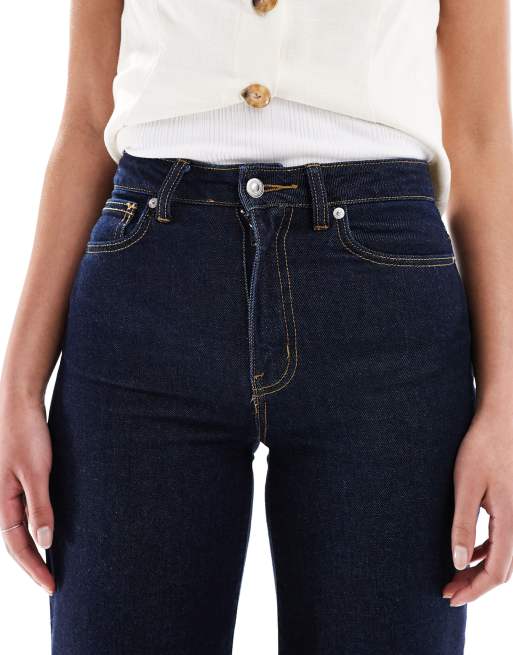 ONLY Tall cropped wide leg fold jeans in indigo | ASOS