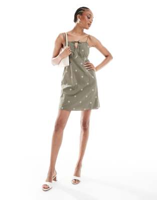 Only Tall Embroided Detail Mini Cami Dress