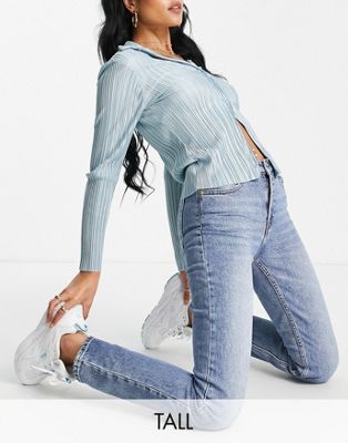 Only Tall Emily mid rise straight leg jeans in blue - ASOS Price Checker