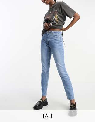 Only Tall Emily Straight Leg Jeans In Medium Blue