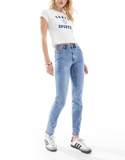 ONLY Tall Emily straight leg jeans in medium blue - view 1