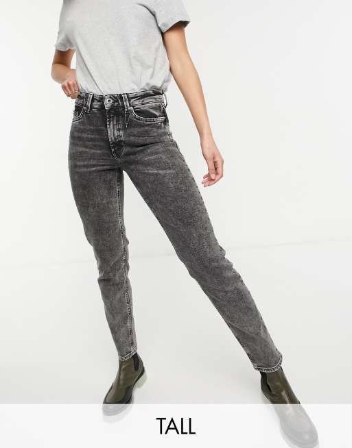 Only Tall - Erica - Jeans met rechte pijpen in zwart met acid wash