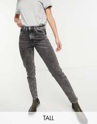 Only Tall Erica slim straight leg jeans in black acid wash - ASOS Price Checker