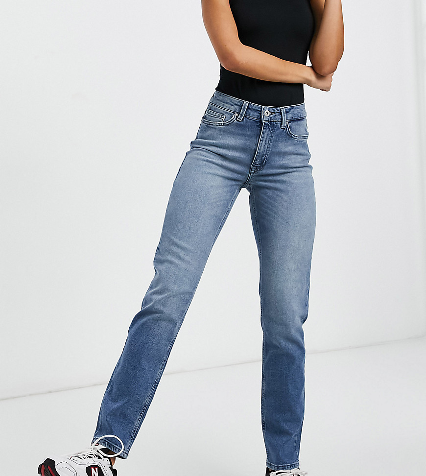 Only Tall Erica slim straight leg jeans in mid blue