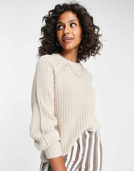 Ribbed hot sale cream jumper