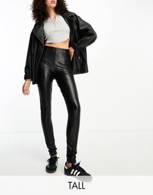 Only Tall faux leather leggings in black