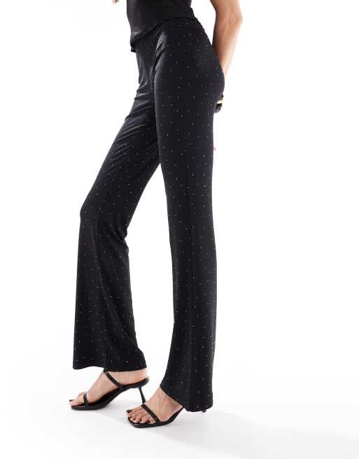 ONLY Tall - Flare-broek met strass-steentjes in zwart, 2 van 5