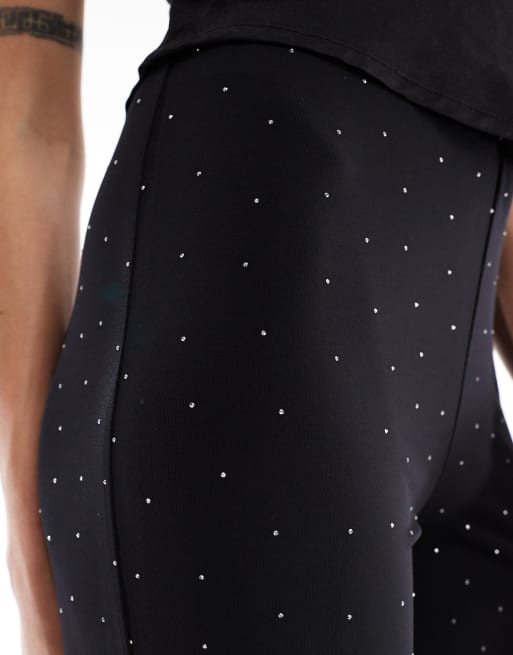 ONLY Tall - Flare-broek met strass-steentjes in zwart, 3 van 5