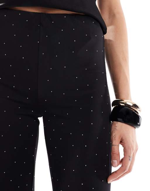 ONLY Tall - Flare-broek met strass-steentjes in zwart, 5 van 5