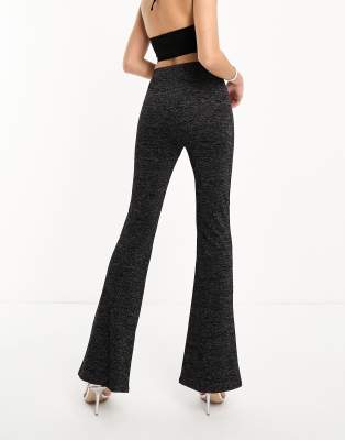 Black glitter cheap flare pants