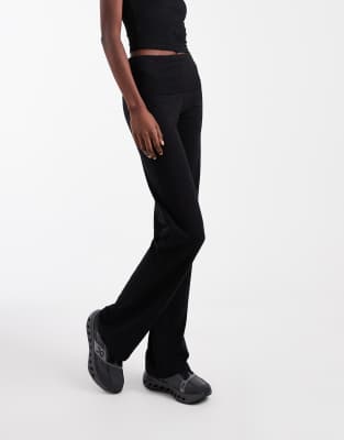 Only Tall Fold Down Flare Pants In Black