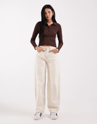 Only Tall Frankie High Waist Barrel Jeans In White