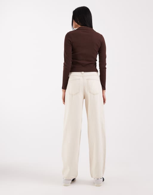 ONLY Tall – Frankie – Jeansy barrel z wysokim stanem w kolorze ecru, 2 z 5