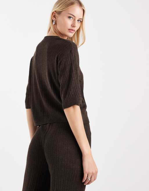 ONLY Tall - Gebreide top in chocoladebruin, deel van co-ord set, 4 van 4