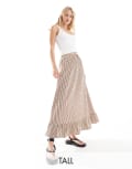 [ONLY] ONLY Tall gingham maxi skirt in brown 6 BROWN