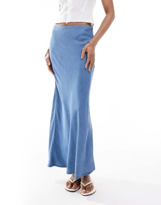 ONLY Tall - Gonna lunga in chambray blu medio, 4 di 5