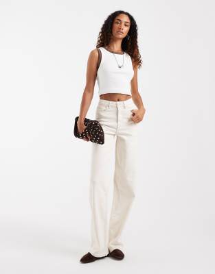 Only Tall Hannah Extra High Waist Wide Leg Jeans In Neutral