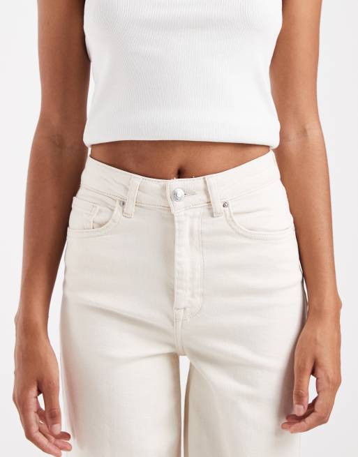 ONLY Tall Hannah extra high waist wide leg jeans in ecru, 4 of 5