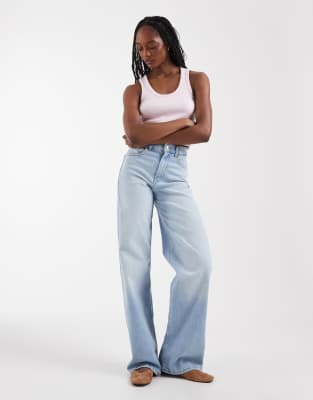 Only Tall Hannah Extra High Waist Wide Leg Jeans In Blue