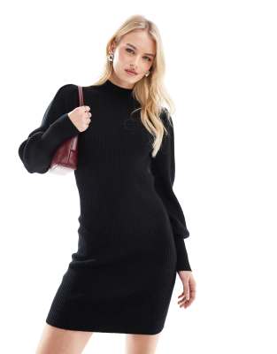 Only Tall ONLY Tall high neck jumper dress with bell sleeve in black