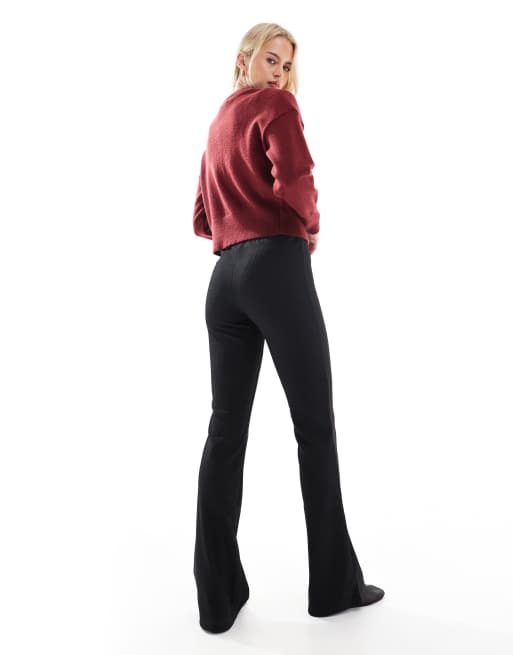 ONLY Tall high rise ribbed flare pants in black | ASOS