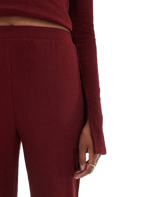 ONLY Tall high waist textured pants in burgundy - part of a set, 4 of 5
