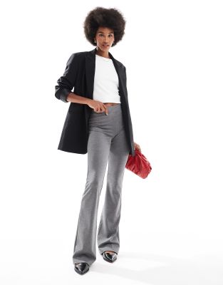 Only Tall ONLY Tall high waisted flared trousers in grey melange