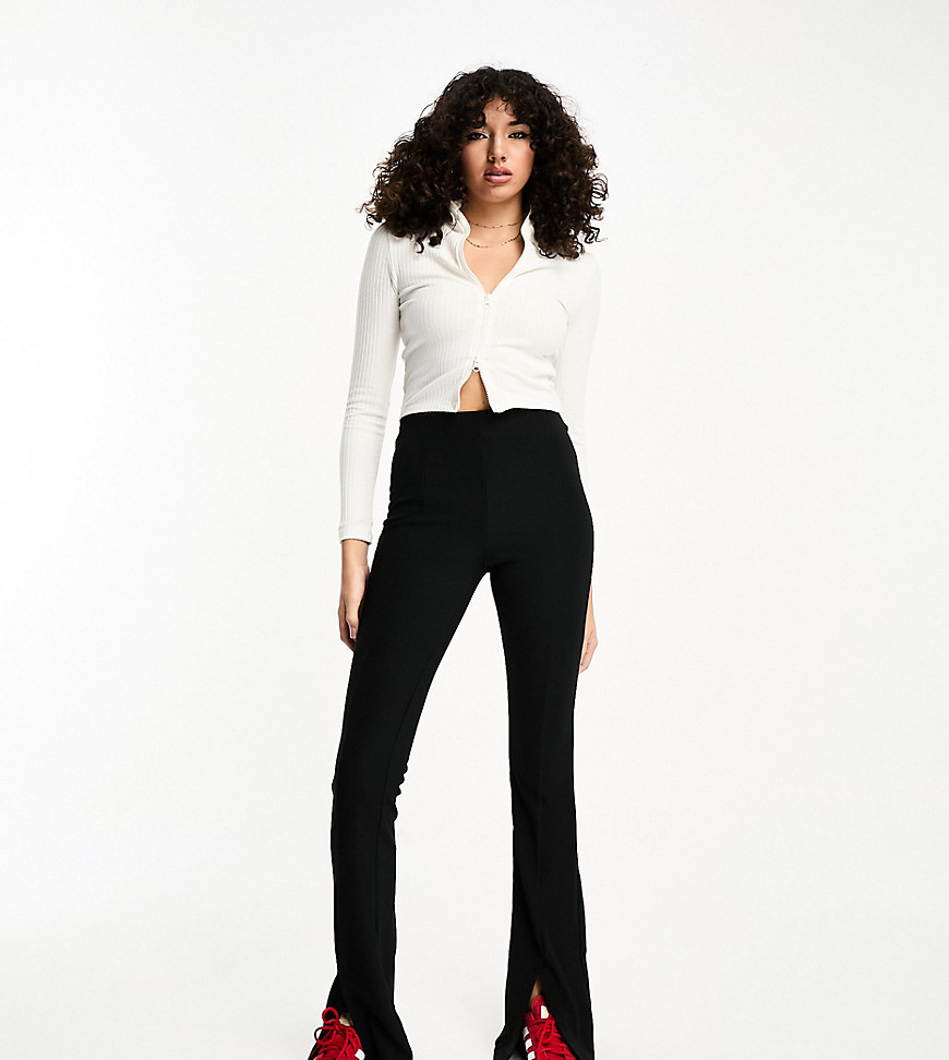 ONLY Tall high waisted slit front legging trousers in black