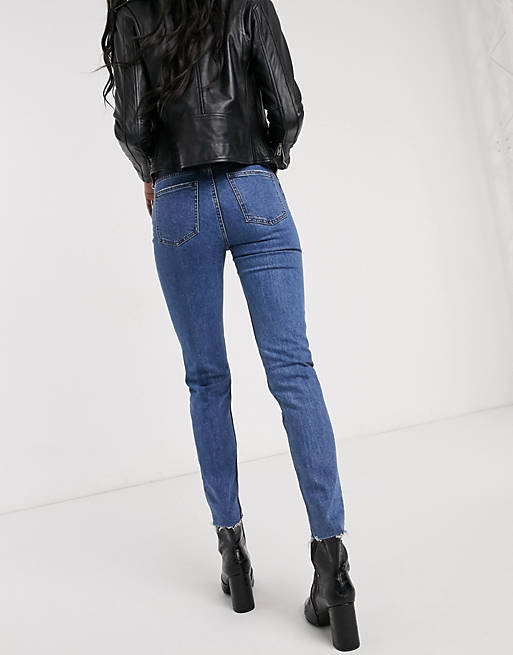 Women Only Tall high waisted straight leg jeans in dark blue 