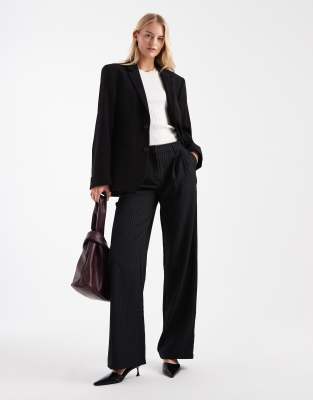 Only Tall High Waisted Wide Leg Pants In Black