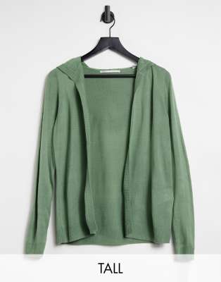 Only Tall hooded cardigan in green