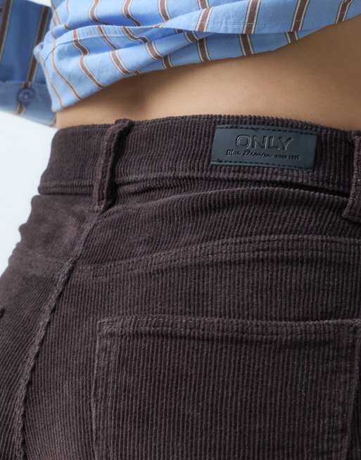 ONLY Tall Hope high waist wide leg cord pants in dark brown, 3 of 5