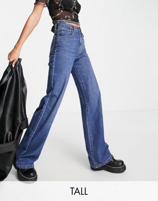 Only Tall Hope high waisted wide leg jeans in medium blue