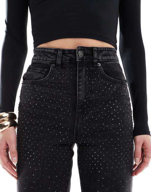 ONLY Tall - Hope - Jean ample orné de strass - Noir délavé, 5 de 5