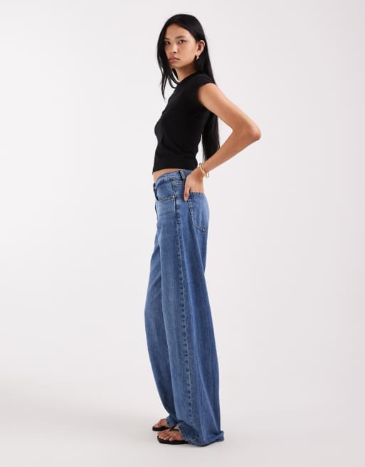 ONLY Tall – Hope – Mellanblå jeans med vida ben, medelhög midja och knappdetalj , 2 av 5