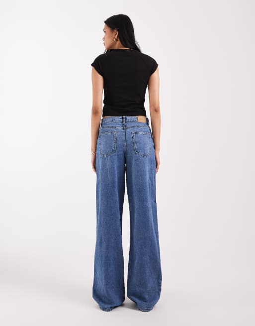 ONLY Tall – Hope – Mellanblå jeans med vida ben, medelhög midja och knappdetalj , 3 av 5