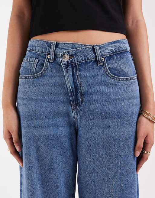 ONLY Tall – Hope – Mellanblå jeans med vida ben, medelhög midja och knappdetalj , 5 av 5