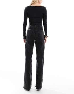 Only Tall Hope Wide Leg Jeans With Rhinestones In Black