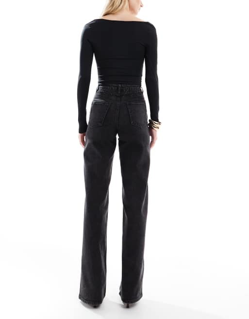 ONLY Tall Hope wide leg jeans with rhinestones in washed black, 2 of 5