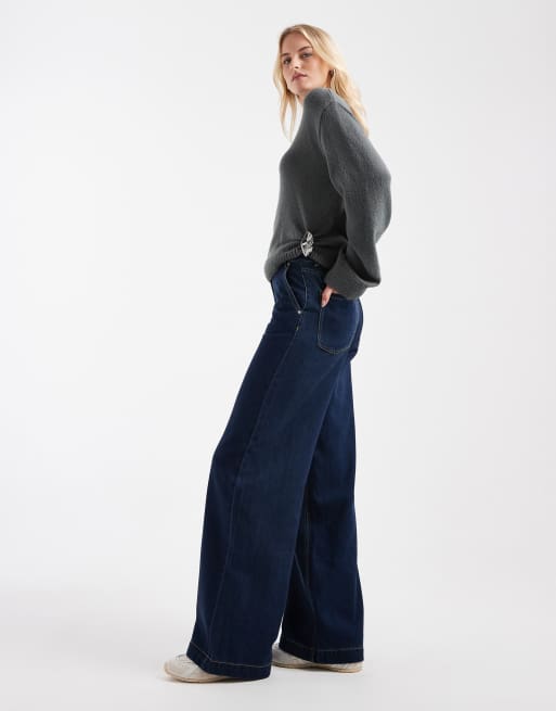 ONLY Tall – Jeans in Dunkelblau mit besonders weitem Schnitt und mittelhohem Bund, 3 von 5