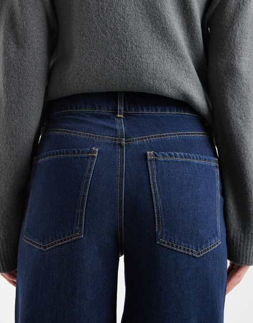 ONLY Tall - Jeans met extra wijde pijpen en halfhoge taille in donkerblauw, 4 van 5