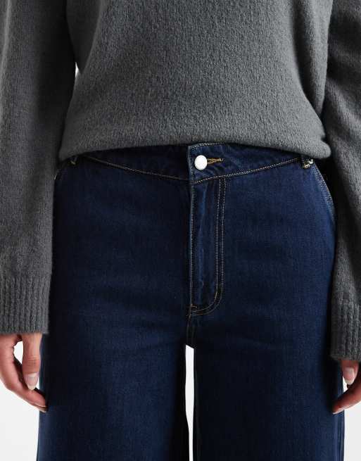 ONLY Tall - Jeans met extra wijde pijpen en halfhoge taille in donkerblauw, 5 van 5