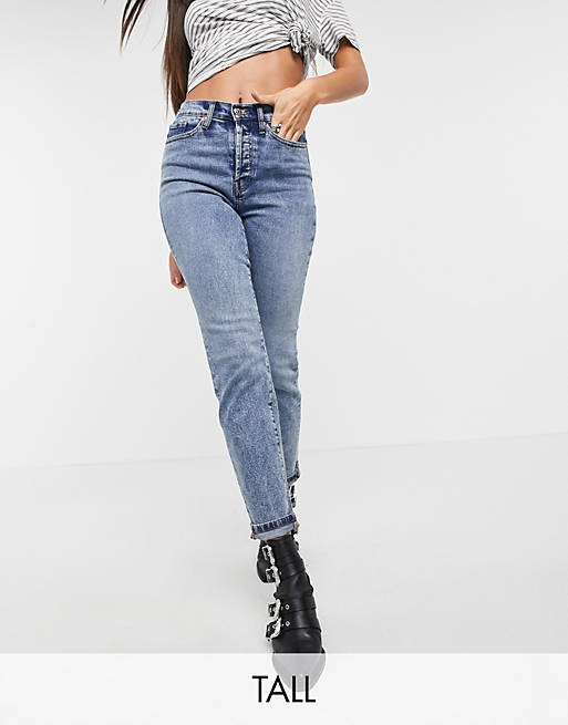 Only Tall Josie slim leg jeans with high rise in medium blue