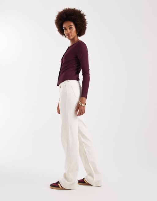 ONLY Tall - Judy - Jeans met wijde pijpen en lage taille in ecru, 2 van 5