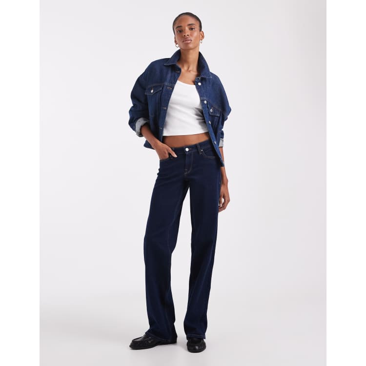 ONLY Tall Judy low rise wide leg jeans in dark blue rinse | ASOS