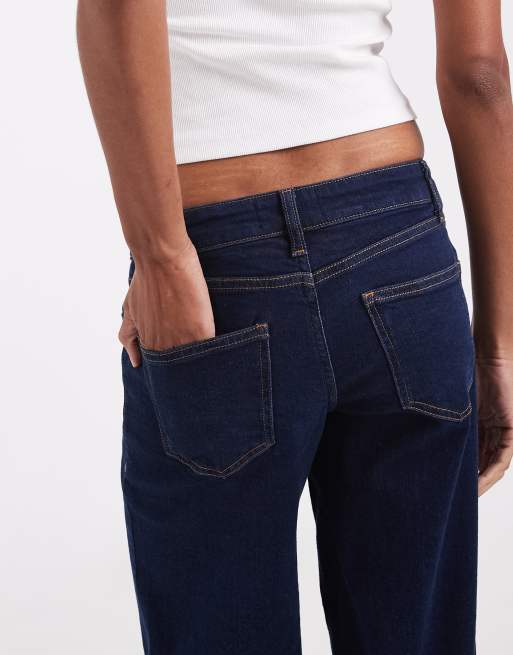 ONLY Tall Judy low rise wide leg jeans in dark blue rinse, 4 of 5