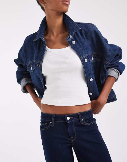 ONLY Tall Judy low rise wide leg jeans in dark blue rinse, 5 of 5